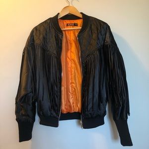 Rehab small/medium fringe black bomber jacket